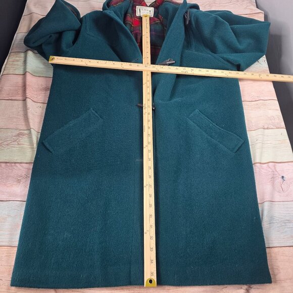 L.L. Bean Womens Size 12 Forest Green Wool Blend Toggle Coat With Hood - Picture 5 of 8